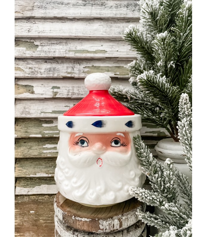Vintage Christmas 3 Face Santa Music Box/Cookie Jar - Berman and Anderson, Japan Holiday 